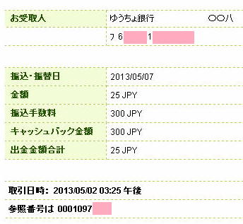 新生銀行からゆうちょ銀行に振り込み