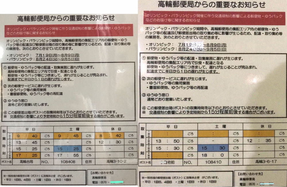 東京オリンピック2020、ポスト取り集めの減回