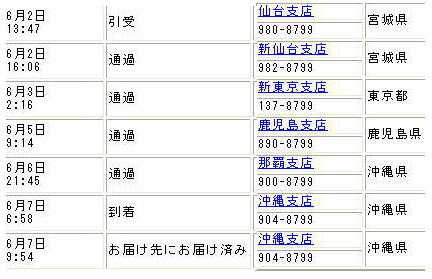 宮城県→沖縄県船便輸送